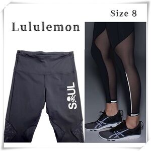LULULEMON × SoulCycle Rare Logo Meshed 7/8 Leggings Tights in Black Size 8
